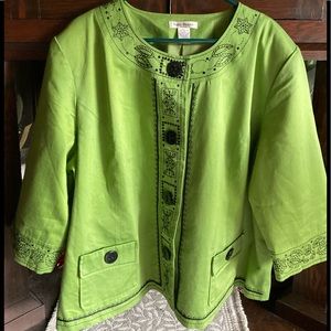 SUSAN BRISTOL Embroidered 💯 Percent Cotton Jacket Size 3X